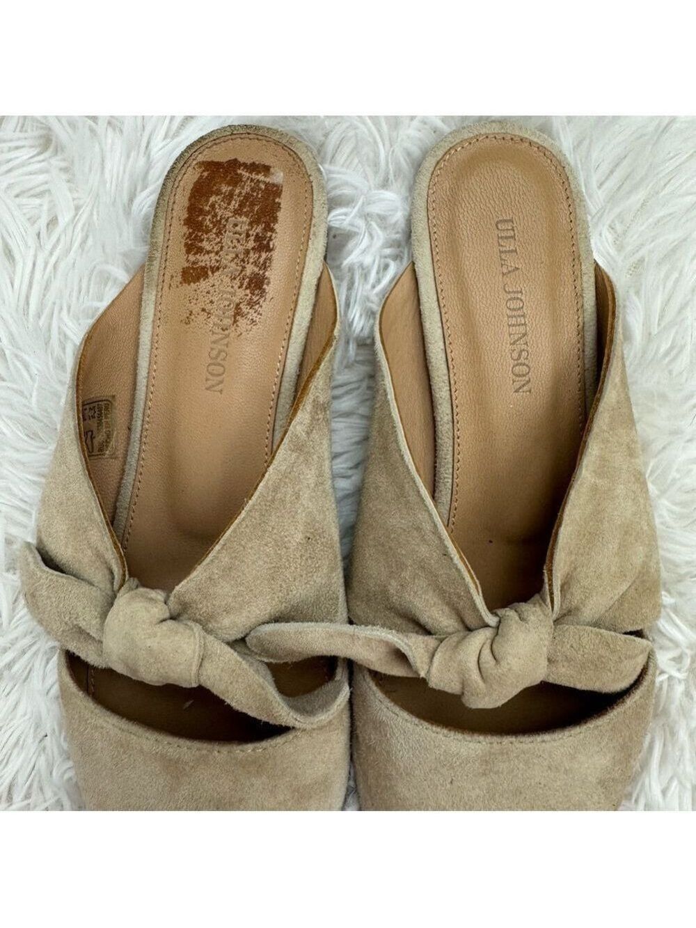 Ulla Johnson Lilo Babouche Noir Suede Knotted Pointed Toe Flats - Picture 10 of 11